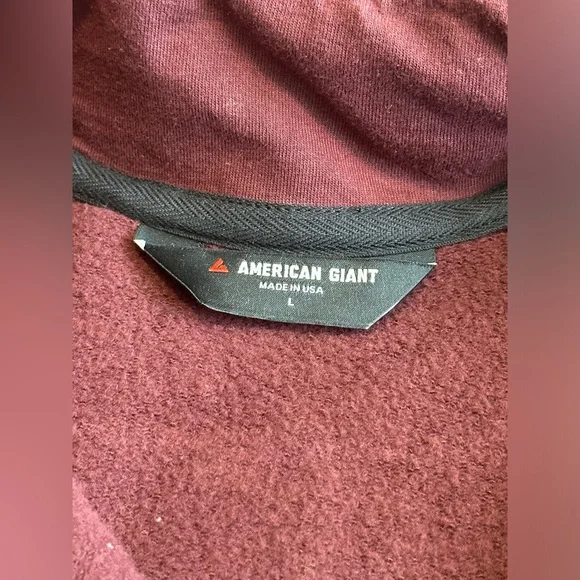 American Giant moto zip sweatshirt, men’s large, discontinued mulberry color - Picture 3 of 3